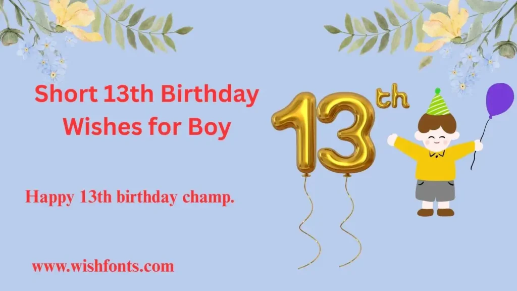 Short 13th Birthday Wishes for Boy