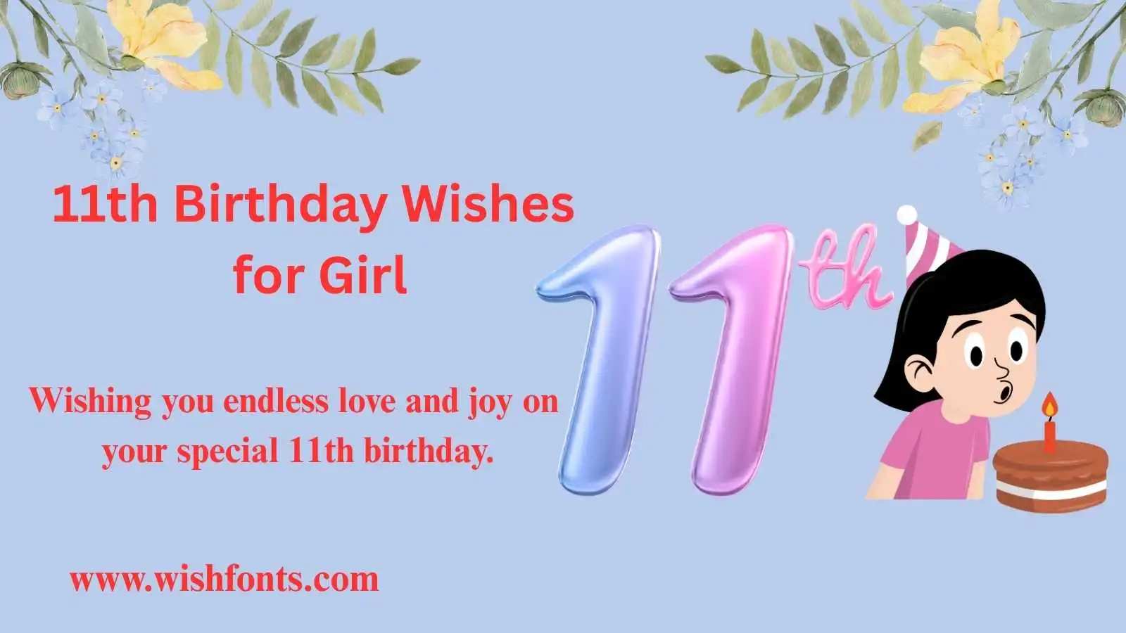 Happy 11th Birthday Wishes for Girl