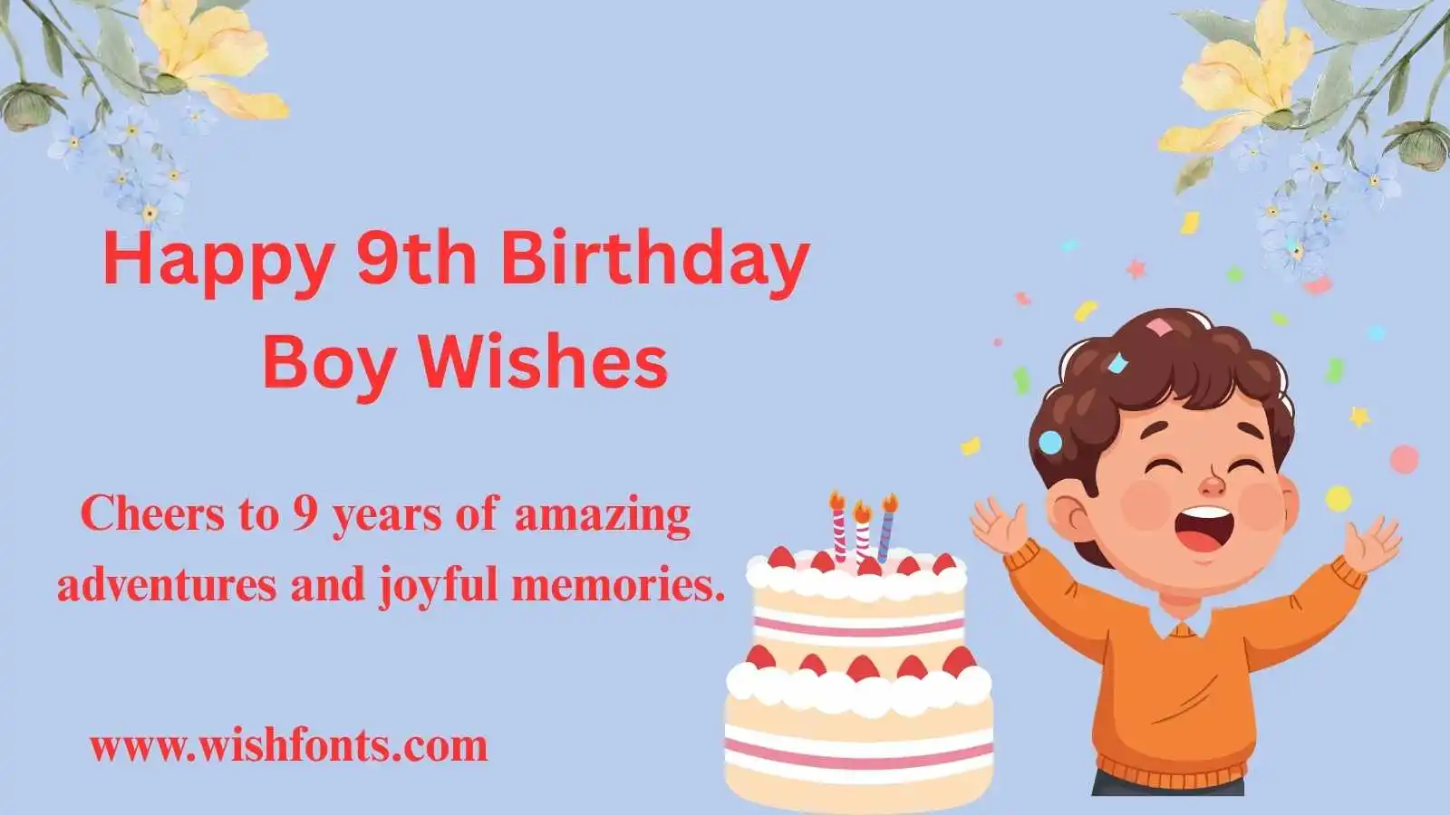 Joyful Happy 9th Birthday Boy Wishes